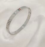 Luxury Stainless Steel Brand Inspired Silver Bangle