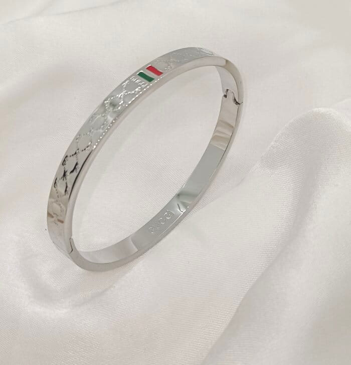 Luxury Stainless Steel Brand Inspired Silver Bangle
