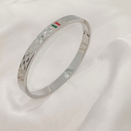 Luxury Stainless Steel Brand Inspired Silver Bangle
