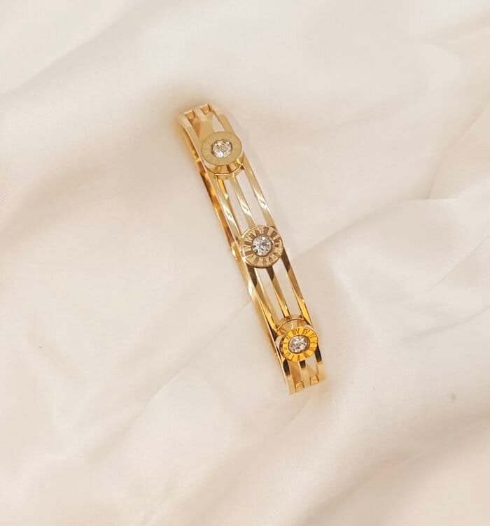 Trendy Stainless Steel Roman Numerals Golden Bangle