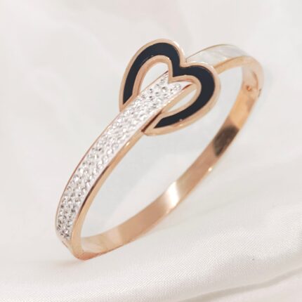 Stainless Steel Rose Stone Studded Gold Bangle