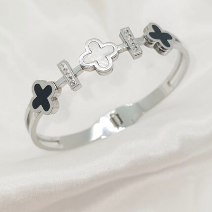 Stainless Steel Clover Silver Handcuff