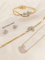 Sparkling White Swan Stainless Steel 4 Pcs Combo Set