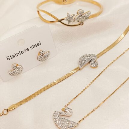 Sparkling White Swan Stainless Steel 4 Pcs Combo Set
