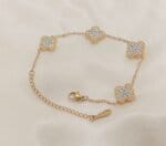 Stainless Steel Sparkling Zirconia Clover Bracelet