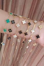 Black Stainless Steel Clover Studded Bracelet
