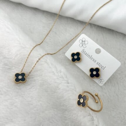 Classic Stainless Steel Clover Stone Combo Deal