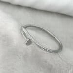 Stainless Steel CTR Premium Stone Studded Silver Nail Handcuff For Girls And Women’s