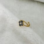 Stainless Steel Clover Stone Adjustable Ring