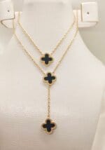 Double Layer Black Clover Stainless Steel Necklace