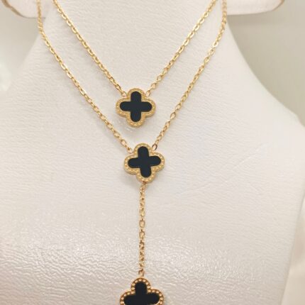 Double Layer Black Clover Stainless Steel Necklace