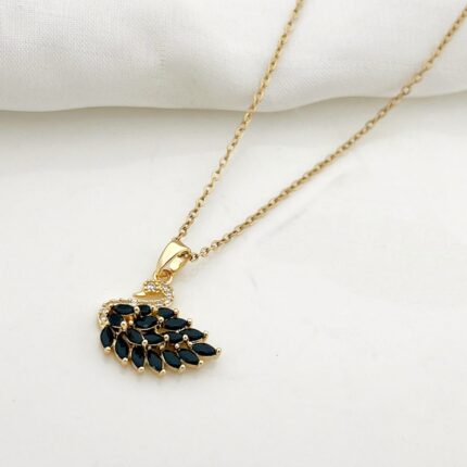 Stainless Steel Crystal Swan Zircon Pendant Necklace
