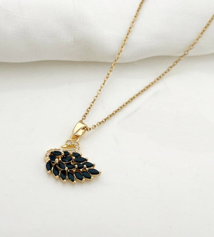 Stainless Steel Crystal Swan Zircon Pendant Necklace