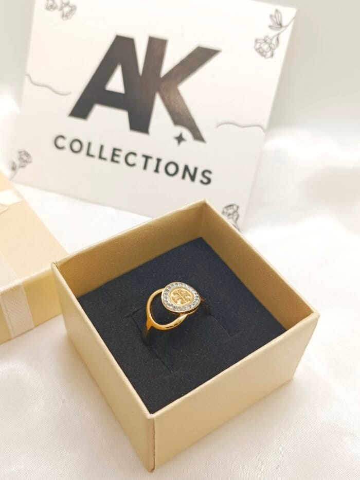 Stainless Steel Brand Inspired Stones Ring
