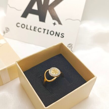Stainless Steel Brand Inspired Stones Ring