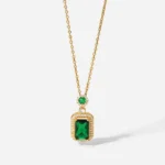 Luxury Stainless Steel Zirconia Pendant Necklace in 3 Different Colors