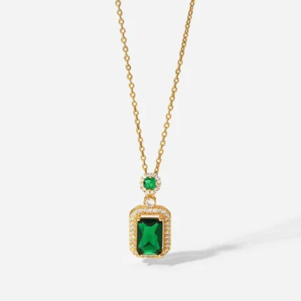 Luxury Stainless Steel Zirconia Pendant Necklace in 3 Different Colors