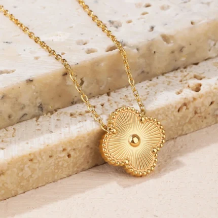Classic Four Leaf Clover Gold Color Pendant Necklace