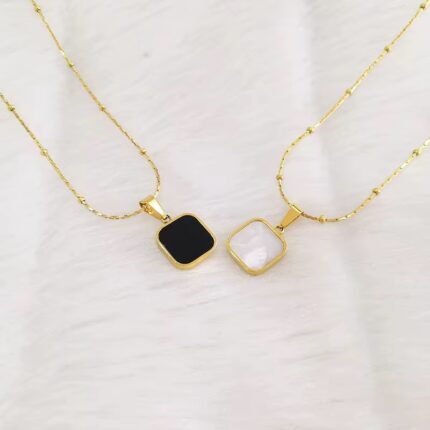 Stainless Steel Double Sided Square Pendant