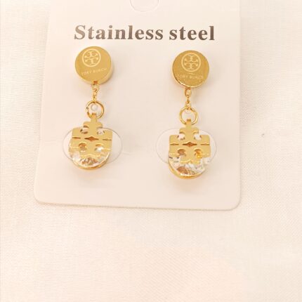 Exclusive Band Logo Stainless Steel Crystal Earrings