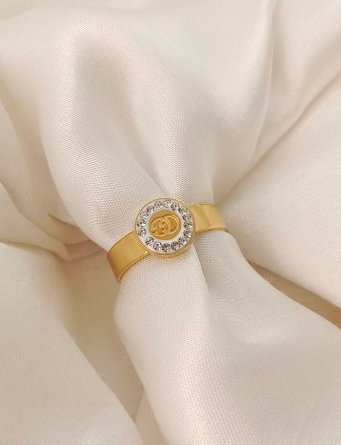 Stainless Steel Stone Studded Ring