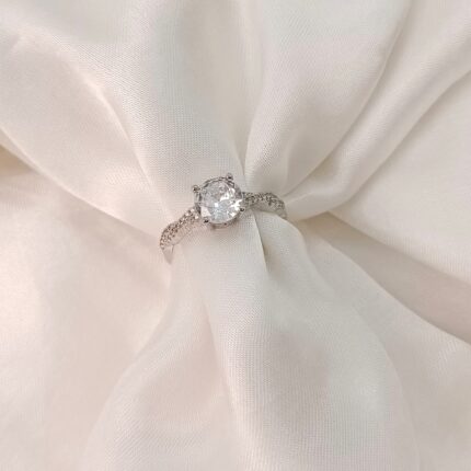 Beautiful Silver Twist Adjustable Studded Ring