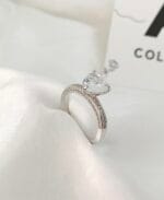 Sparkling 925 Sterling Silver Heart Stone Ring