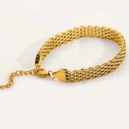 Stainless Steel 18k Gold Plated Braided Bracelet