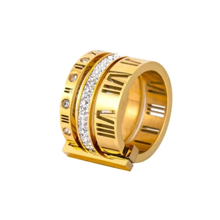 Stainless Steel Roman Numeral Multilayer Ring
