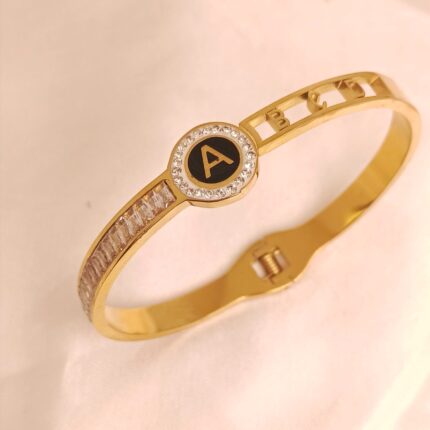 Classic Stainless Steel Studded Latter A Handcuff