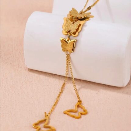 Beautiful Stainless Steel Butterfly Charm Pendant Necklace