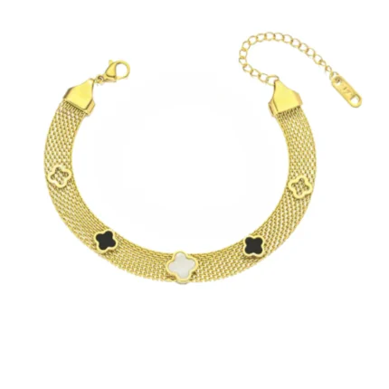 Stainless Steel Mesh Clover Bracelet