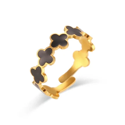 Stainless Steel Premium Adjustable Clover Band Ring