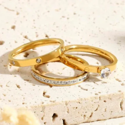 18k Gold 3 in 1 Minimalist Zircon Ring