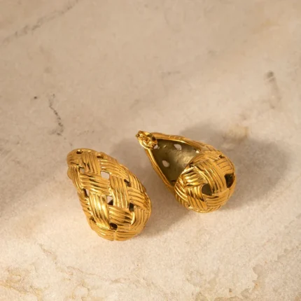 Water Drop Braid 18k Gold Earrings
