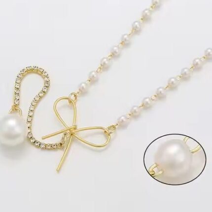 Bow Tassel Pearl Drop Pendant | Elegant Pearl Choker Necklace