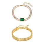 Emerald Bracelet And Braided Bracelet Stack