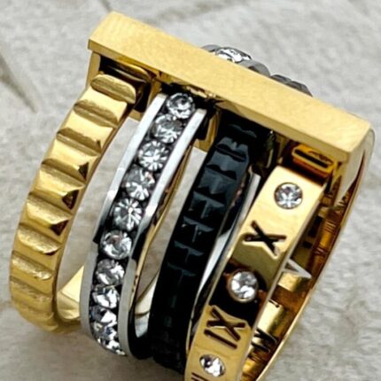 Stainless Steel Four Layer Ring | Water Proof | Premium Quality | Gold Plated