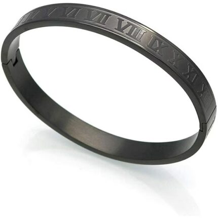 Black Roman Numerals Stainless Steel Handcuff