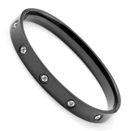Stainless Steel Black Cartier Open Handcuff
