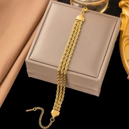 Multi Layered Twisted Bracelet | Gold Plated | Water Proof | Premium Quality