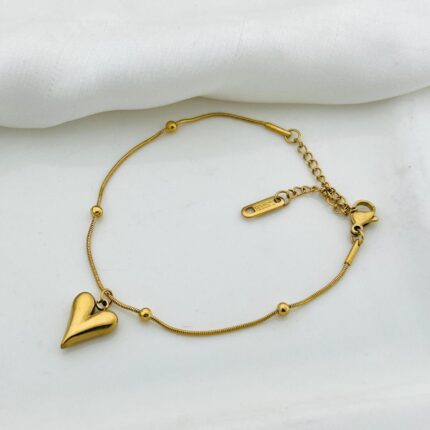 Gold Plated Heart Shape Bracelet | Water Proof | Premium Quality | Daily Wear