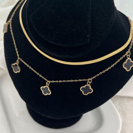 Double Layered Multi Colver Necklace / Mala - Water Proof & Gold Plated (White & Black)
