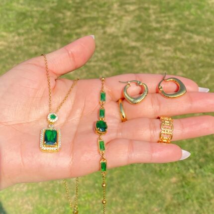 Shiny Green 4 Pcs Deal| Water Proof | Tarnish Free