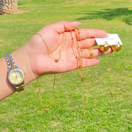 Bold 18k Gold 4 Pcs Luxury Combo Deal | Tarnish Free | Water Proof