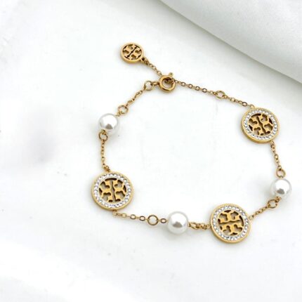 Beautiful Sparkling Pearl Stainless Steel Bracelet