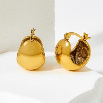 U-Shape Hollow Heart Gold Plated Earrings - Stainless Steel & Water Proof