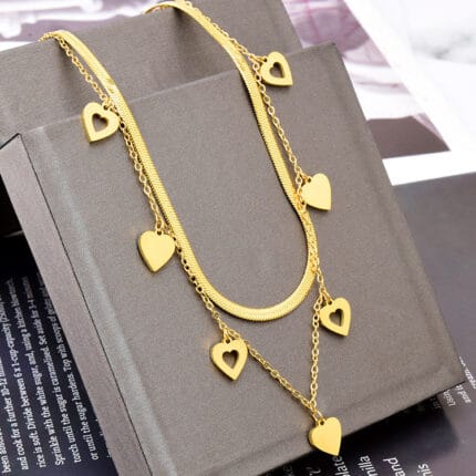 Multi Layered Heart Necklace | Water Proof | Stainless Steel | Premium Gold Plated