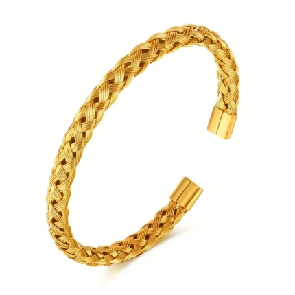 Braid Wire Open Bracelet / Bangle - Stainless Steel & Water Proof