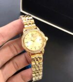 Luxury Women Stone Studded Gold Stainless Steel Top Brand Watch